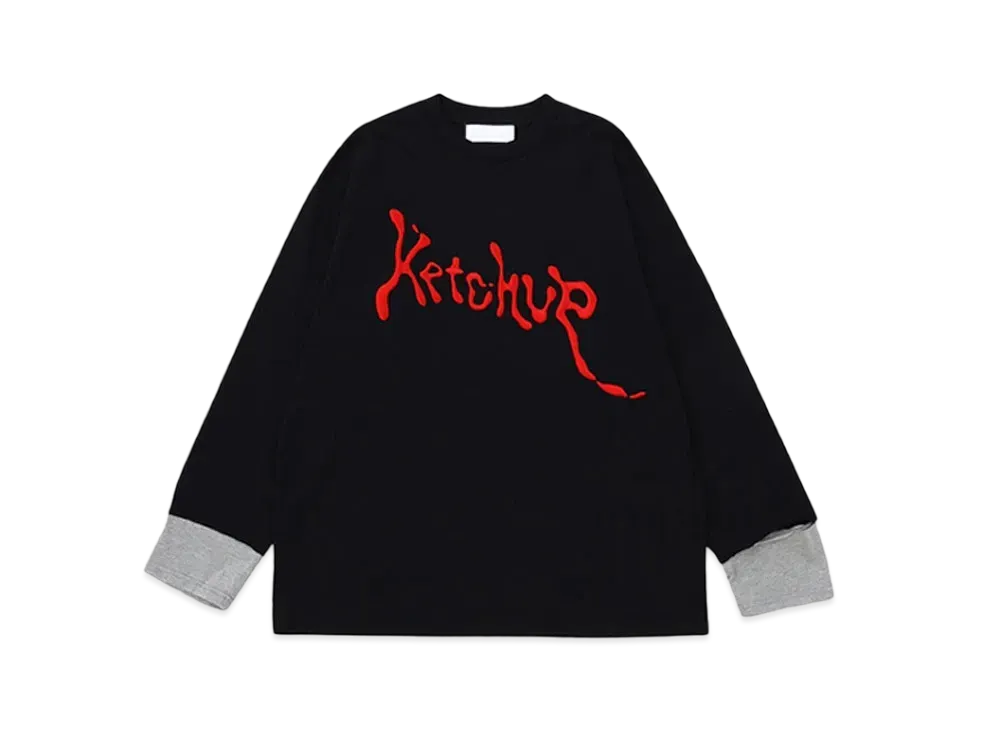 NEONSIGN Take On Sleeve T-Shirts “Ketchup” "BLACK/GRAY"