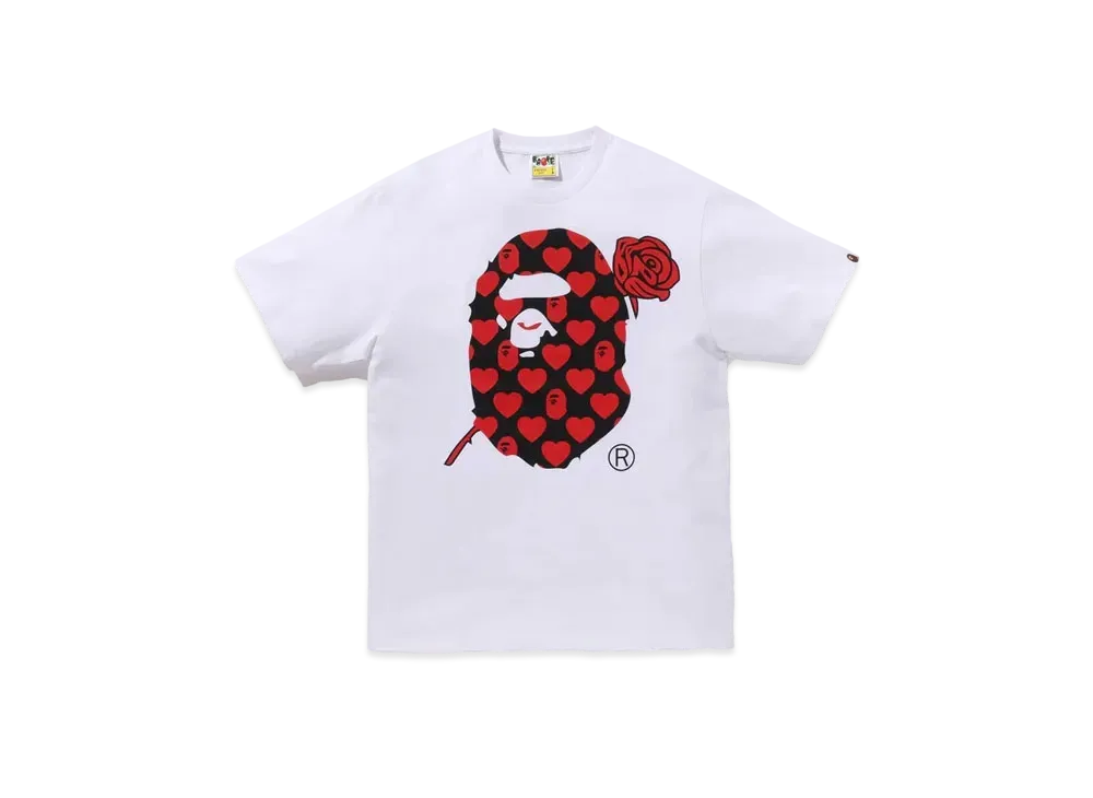 A BATHING APE Valentine Ape Head Tee "White"