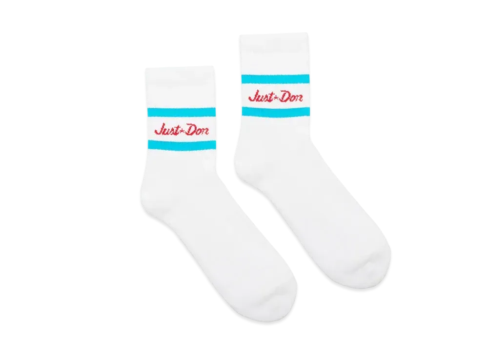 Just Don Blue Stripe Socks "White"