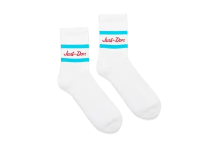 Just Don Blue Stripe Socks "White"