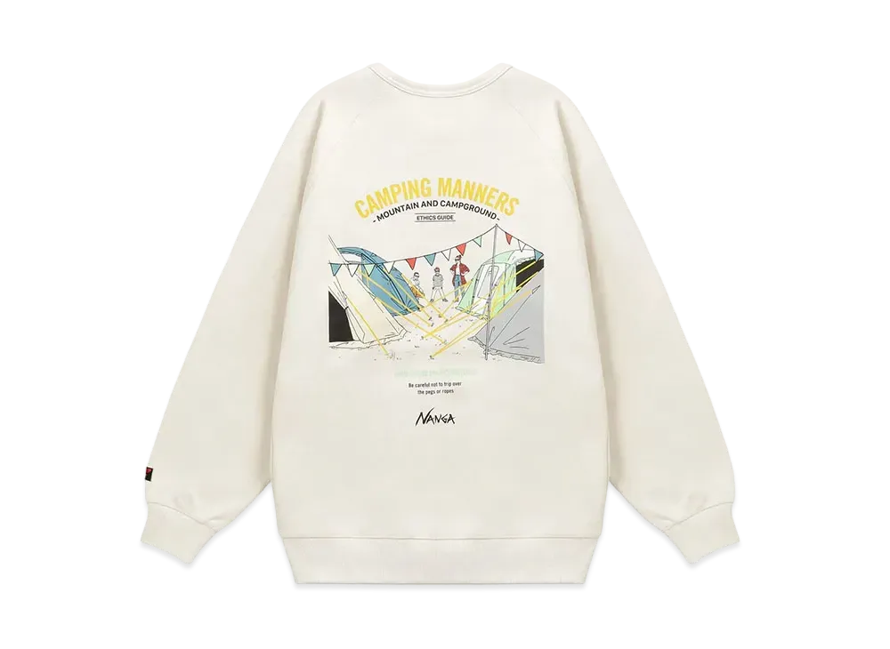 NANGA Eco Hybrid Camping Manners Peg&Rope Sweatshirt (Unisex) "White"