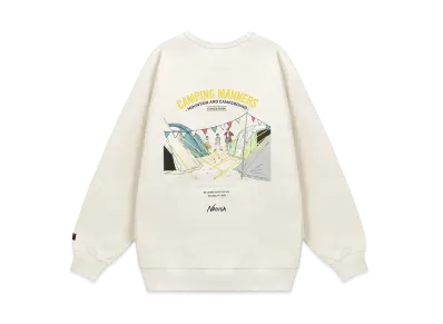 NANGA Eco Hybrid Camping Manners Peg&Rope Sweatshirt (Unisex) "White"