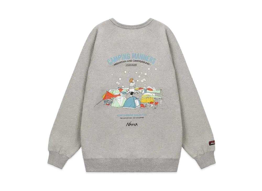 NANGA Eco Hybrid Camping Manners Soap Bubbles Sweatshirt (Unisex) "L.Grey"
