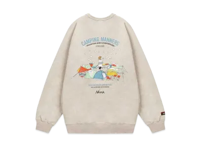 NANGA Eco Hybrid Camping Manners Soap Bubbles Sweatshirt (Unisex) "Oatmeal"