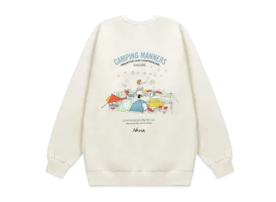 NANGA Eco Hybrid Camping Manners Soap Bubbles Sweatshirt (Unisex) "White"