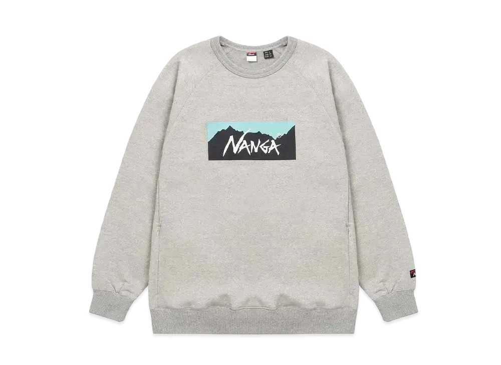 NANGA Eco Hybrid Box Logo Sweatshirt (Unisex) "L.Grey/TRQ"