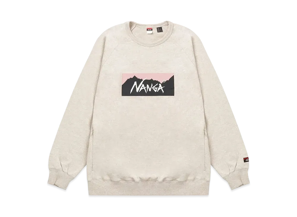 NANGA Eco Hybrid Box Logo Sweatshirt (Unisex) "Oatmeal/Pink"