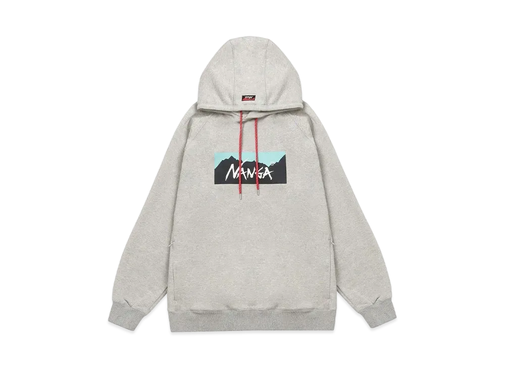 NANGA Eco Hybrid Box Logo Sweat Hoodie (Unisex) "L.Grey/TRQ"
