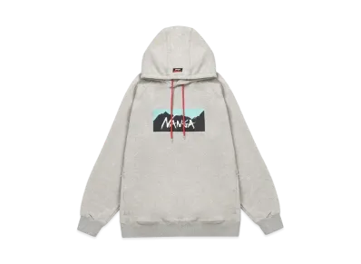 NANGA Eco Hybrid Box Logo Sweat Hoodie (Unisex) "L.Grey/TRQ"