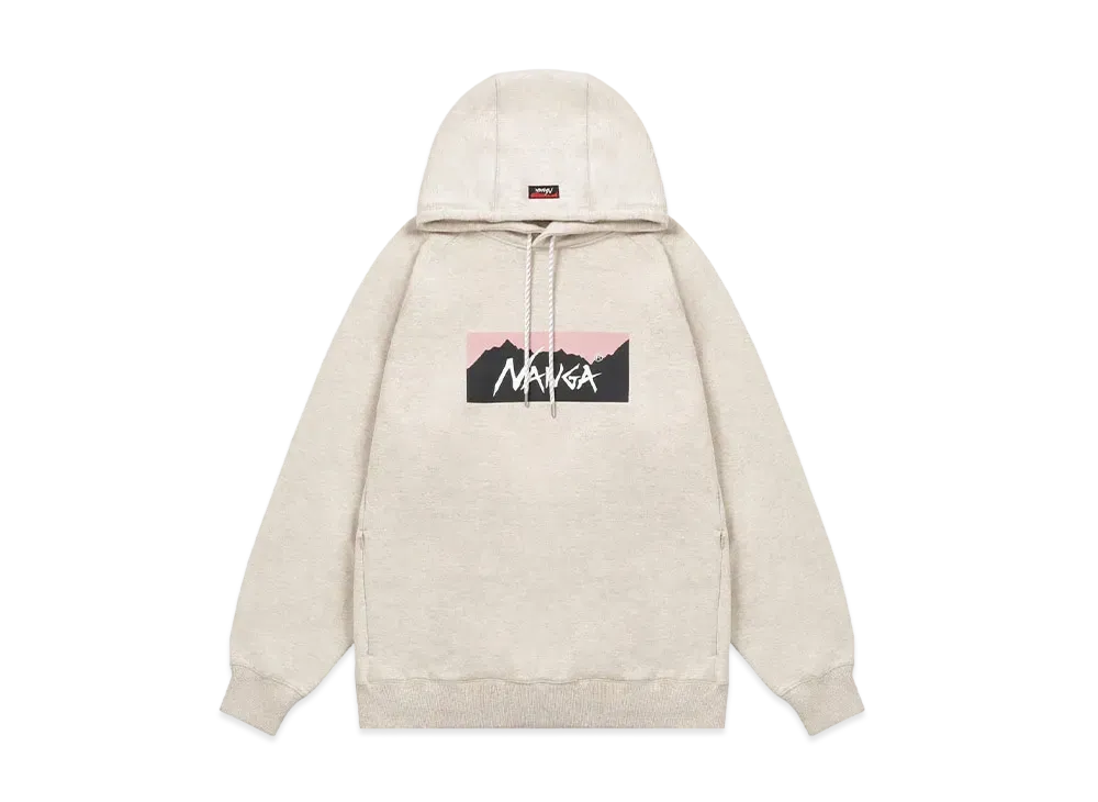 NANGA Eco Hybrid Box Logo Sweat Hoodie (Unisex) "Oatmeal/Pink"