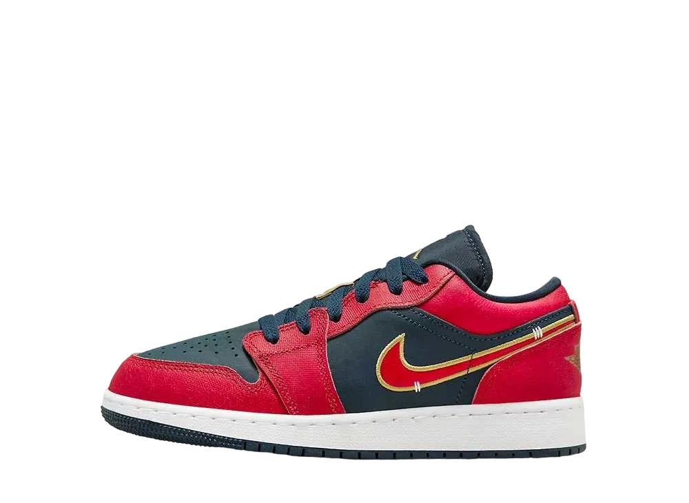 Nike GS Air Jordan 1 Low "Armory Navy/Metallic Gold/Sport Red"
