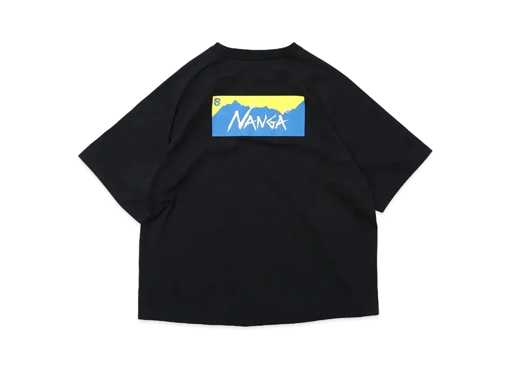 NANGA x SHIGA LAKES Box Logo Loose Fit Tee "Black"