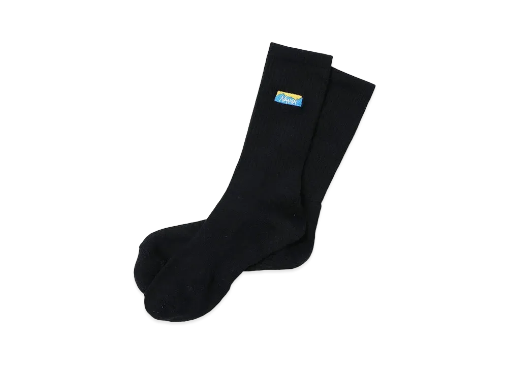 NANGA x SHIGA LAKES Logo Embroidered Ribbed Socks Set "Black/White"