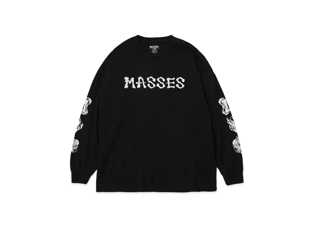MASSES T-SHIRT L/S BONE LOGO "BLACK"