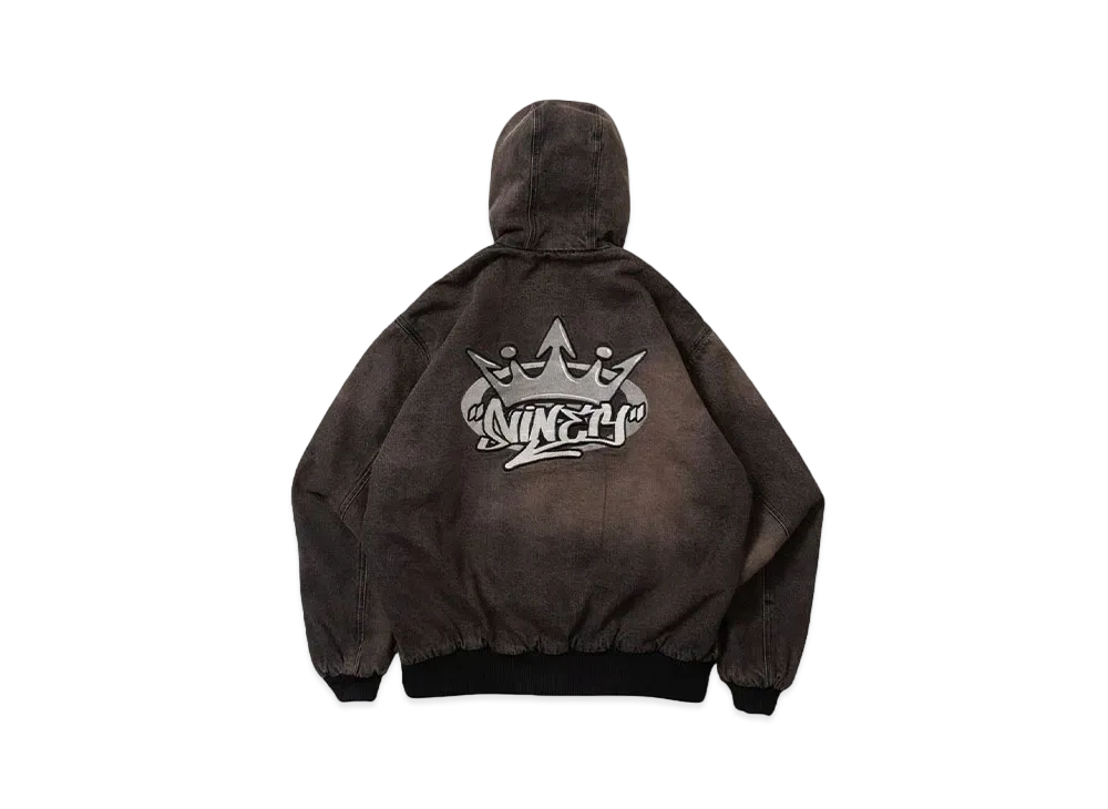 9090 King Logo Denim Quilted Jacket "Dark Brown"