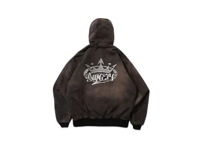 9090 King Logo Denim Quilted Jacket "Dark Brown"