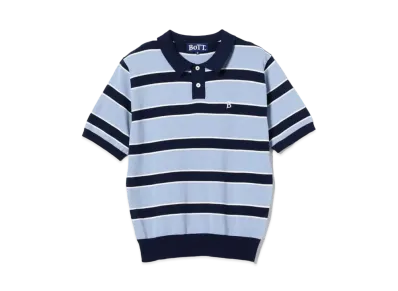 BEAMS T x BoTT / Border Knit Polo "Blue"