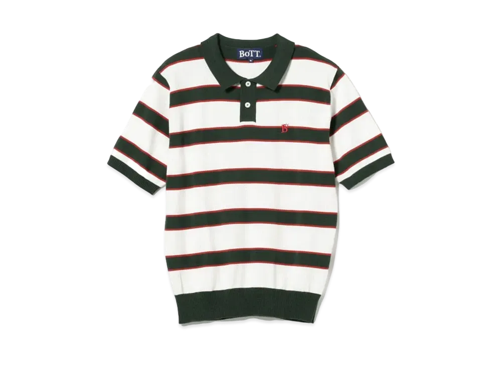 BEAMS T x BoTT / Border Knit Polo "White"