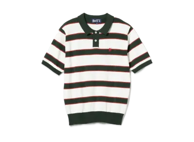 BEAMS T x BoTT / Border Knit Polo "White"