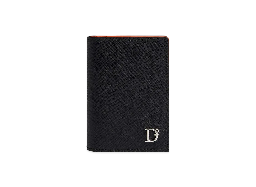 Dsquared2 D2 Statement Bi-Fold Credit Card Holder "Black/Orange"