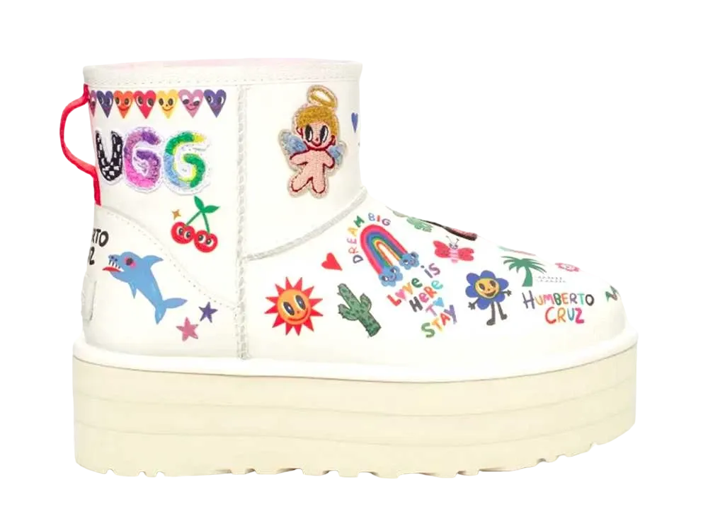 アグ ウィメンズ クラシック プラットフォーム ポップ スケッチ "ホワイト"