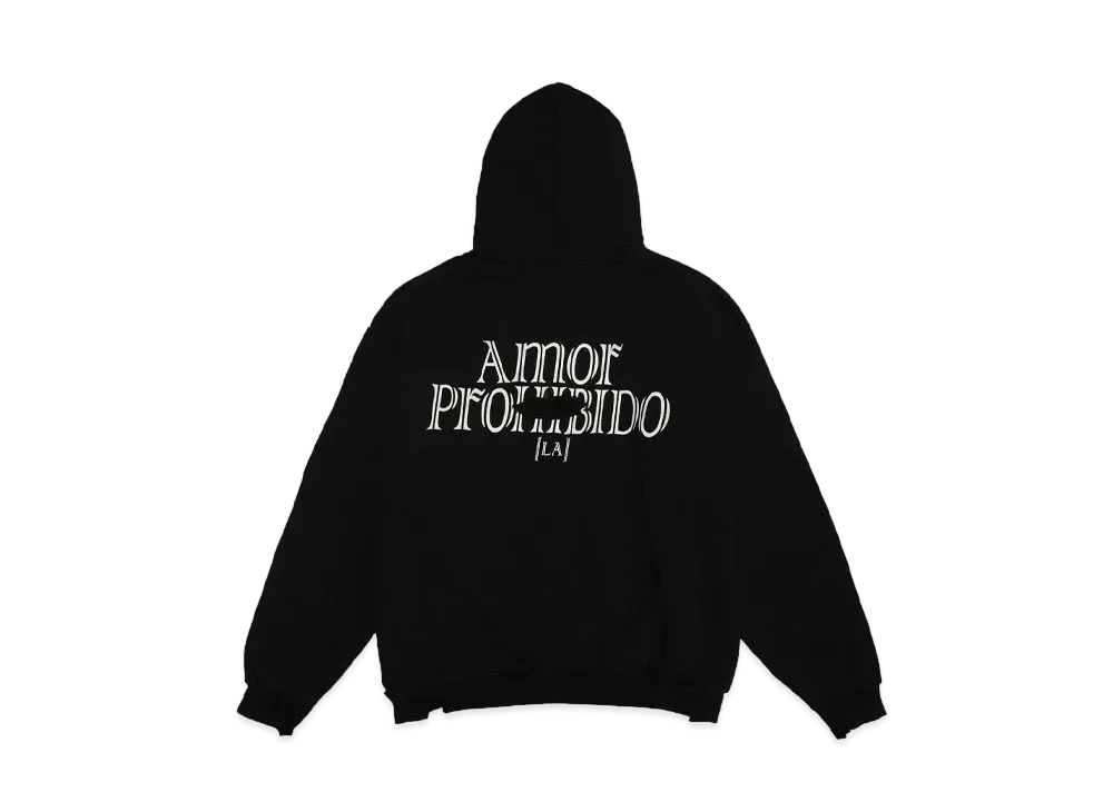 Amor Prohibido DISTRESSED LOGO HOODIE Exclusive for HYPE DROP "BLACK"