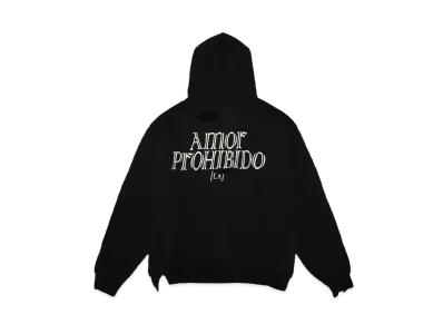 Amor Prohibido DISTRESSED LOGO HOODIE Exclusive for HYPE DROP "BLACK"