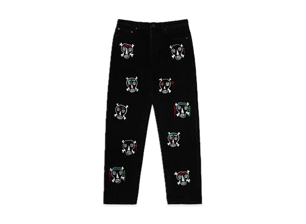 Supreme Clayton Patterson Skulls Embroidered Regular Jean "Black"