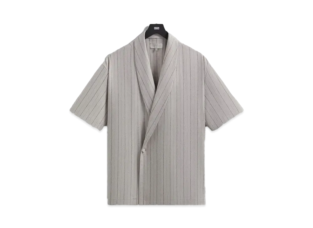 Kith Striped Twill Thompson Crossover Shirt "Light Heather Grey"