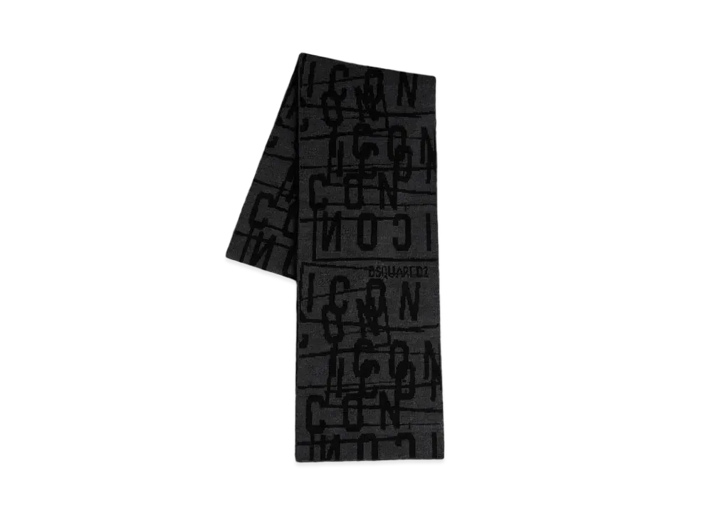 Dsquared2 Icon Stamp Knit Scarf "Gray/Black"