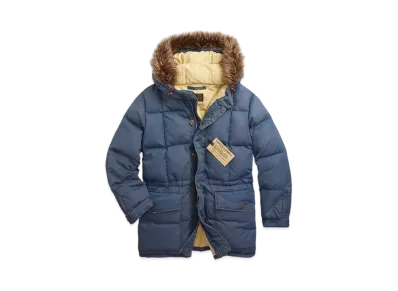 Polo Ralph Lauren Faux Fur Trimmed Quilted Jacket "Blue"