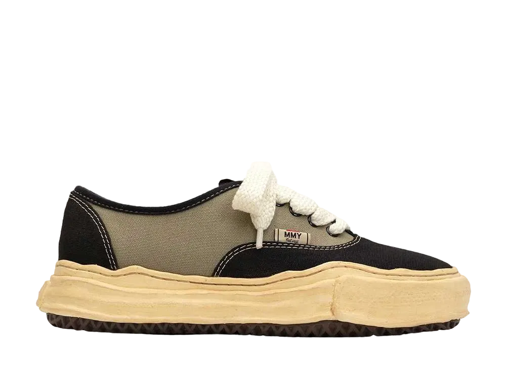 メゾンミハラヤスヒロ ベイカー OG VL ソール キャンバス ロートップ スニーカー "ブラック/グリーン" (A11FW721)