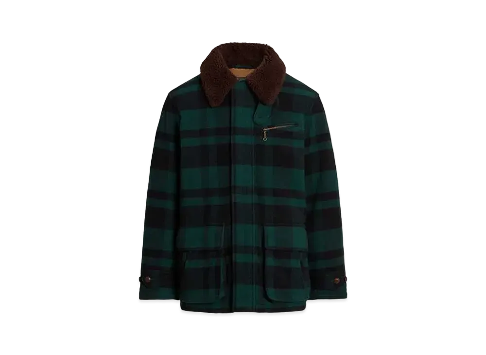 Polo Ralph Lauren Shearling Collar Plaid Barn Coat "Multi"