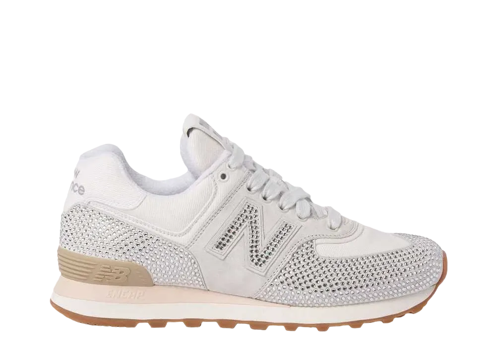 ミュウミュウ × ニューバランス ウィメンズ 574 スウェード デニム スニーカー "ホワイト"