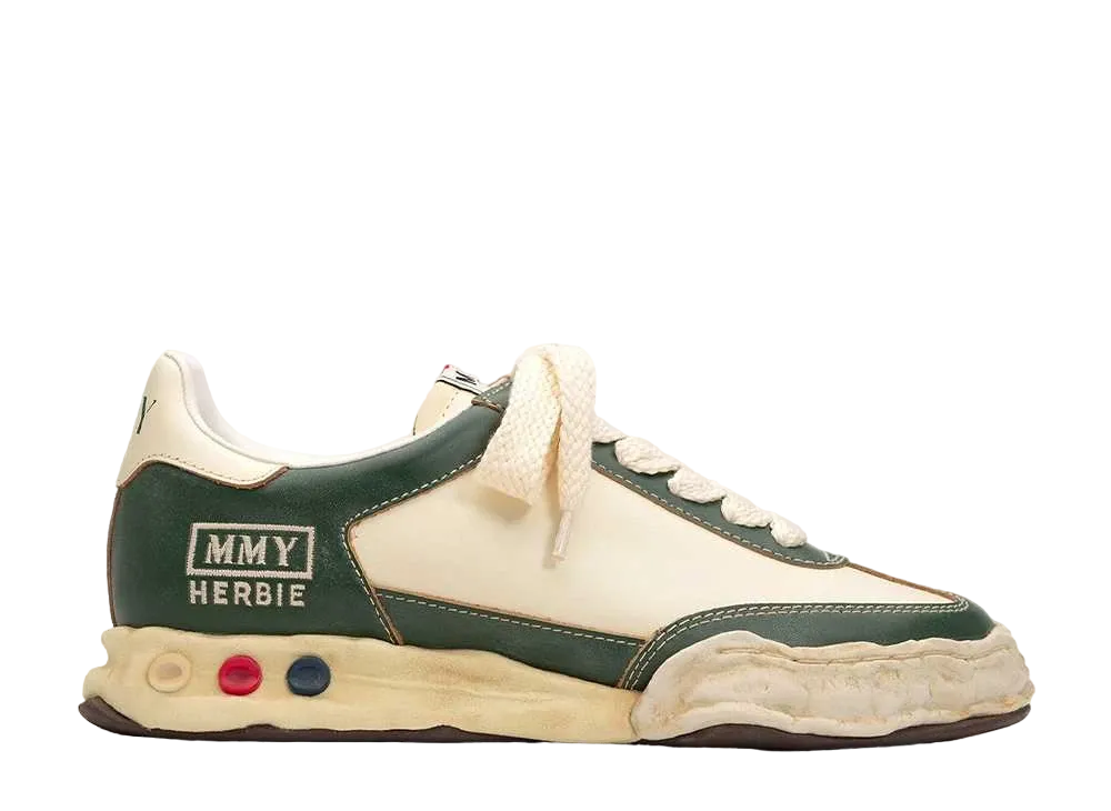 メゾンミハラヤスヒロ ハービー OG ソール VC レザー ロートップ スニーカー "ホワイト/グリーン" (A11FW707)