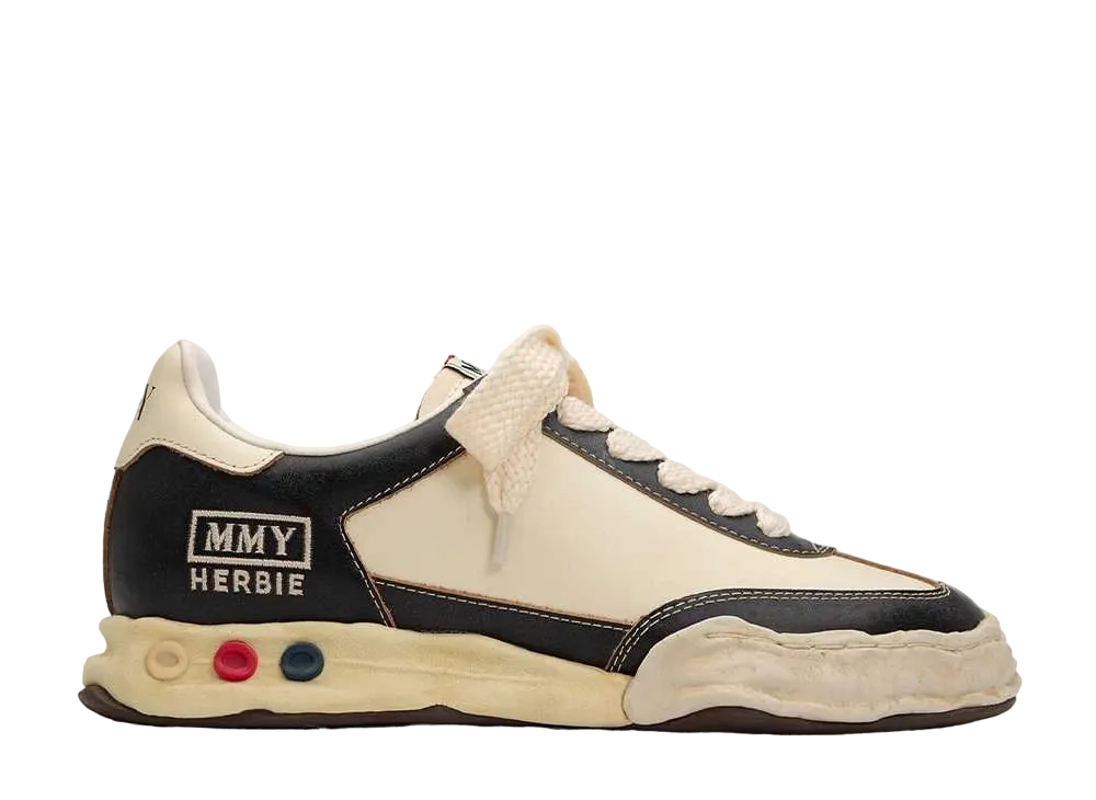 メゾンミハラヤスヒロ ハービー OG ソール VC レザー ロートップ スニーカー "ブラック/ホワイト" (A11FW707)