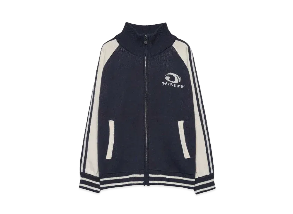 9090 Heisei Logo Knit Track Jacket "Ivory/Navy"