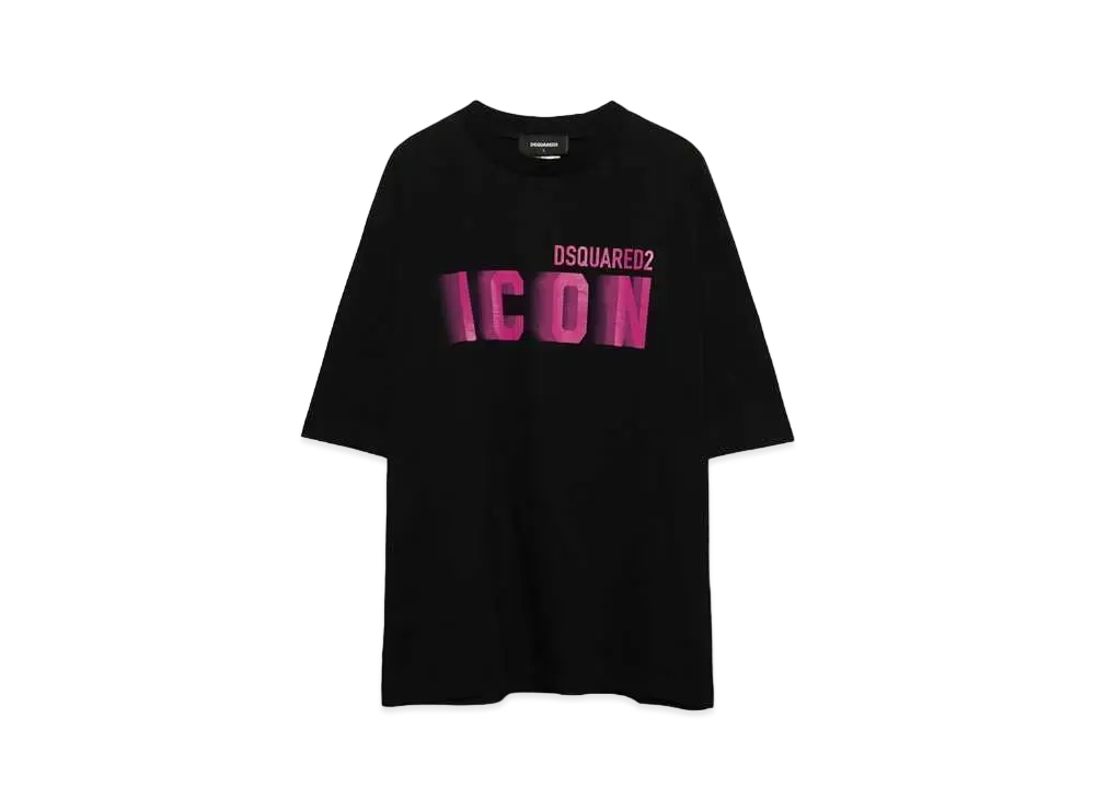 DSQUARED2 Icon Blur Loose Fit Tee "Black(Pink Fluo)"