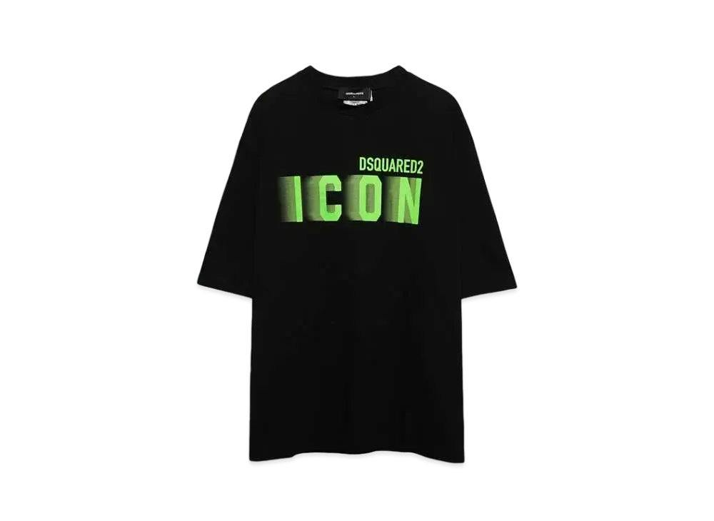 DSQUARED2 Icon Blur Loose Fit Tee "Black(Green Fluo)"