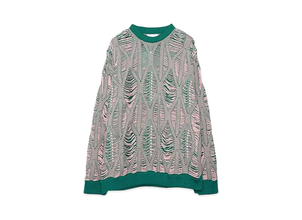 TAUPE LACE ARAN CREW-NECK KNI "GREEN"