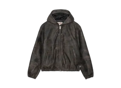 Stussy Work Jacket Stonewash Leather "Washed Black"