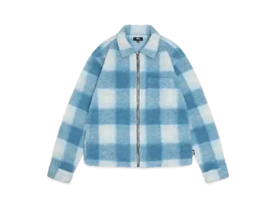 Stussy Zip Sherpa Shadow Plaid "Lt. Blue"