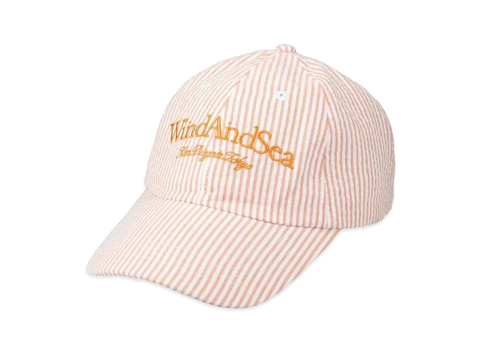 WIND AND SEA Seersuker Stripe Cap "Orange"