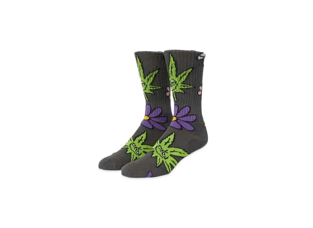 HUF Spring 24 Green Buddy Blossom Socks "Charcoal"