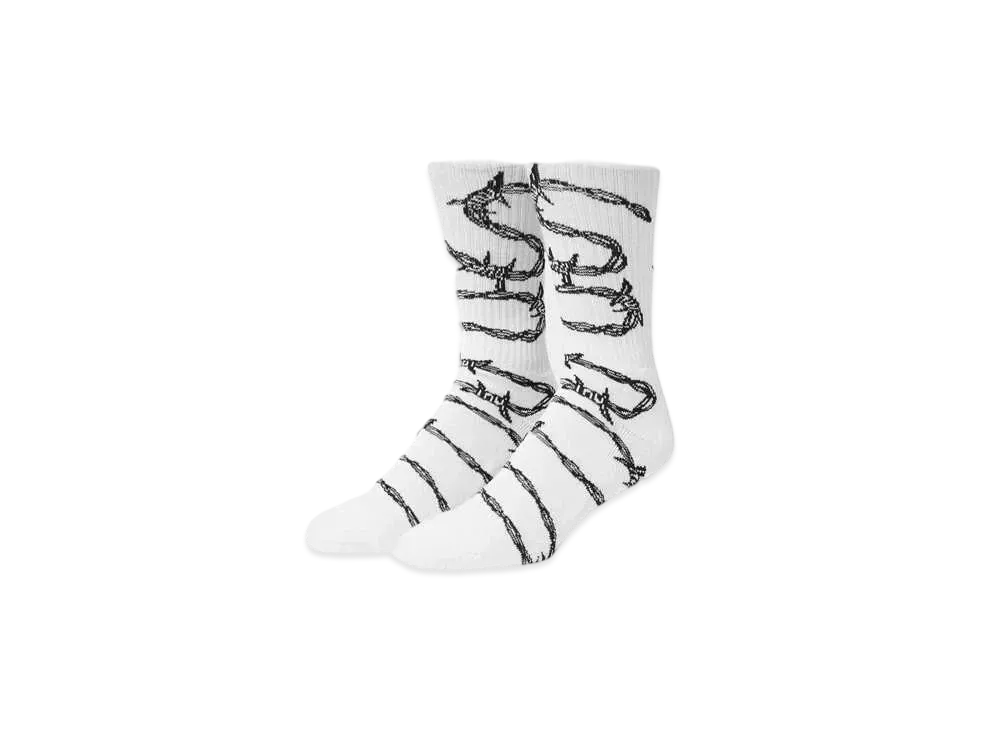 HUF Spring 24 Barbed Wire Crew Socks "White"