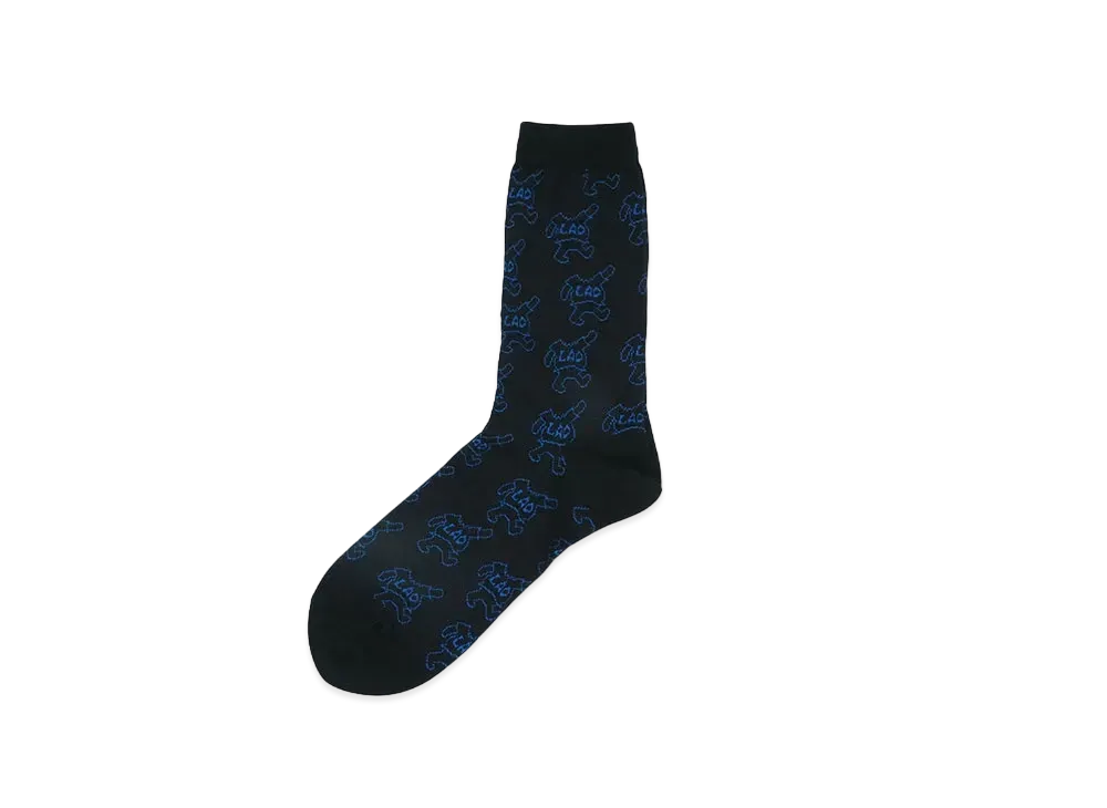 LAD MUSICIAN SOCKS LAD BEAR DRAWING "BLACK x BLUE"