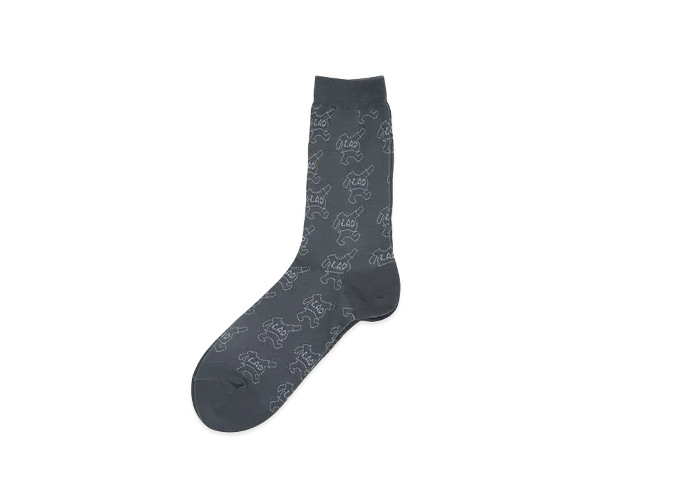 LAD MUSICIAN SOCKS LAD BEAR DRAWING "GRAY x LIGHT GRAY"