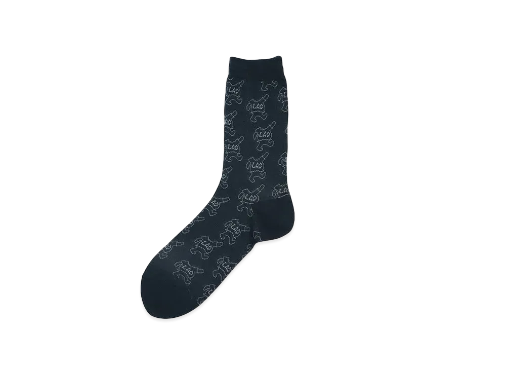 LAD MUSICIAN SOCKS LAD BEAR DRAWING "D/NAVY x GRAY"