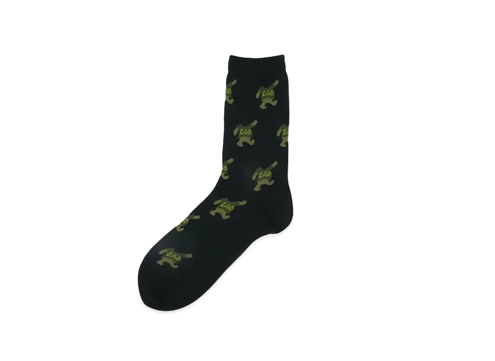 LAD MUSICIAN SOCKS LAD BEAR PAINTING "BLACK x OLIVE GREEN"