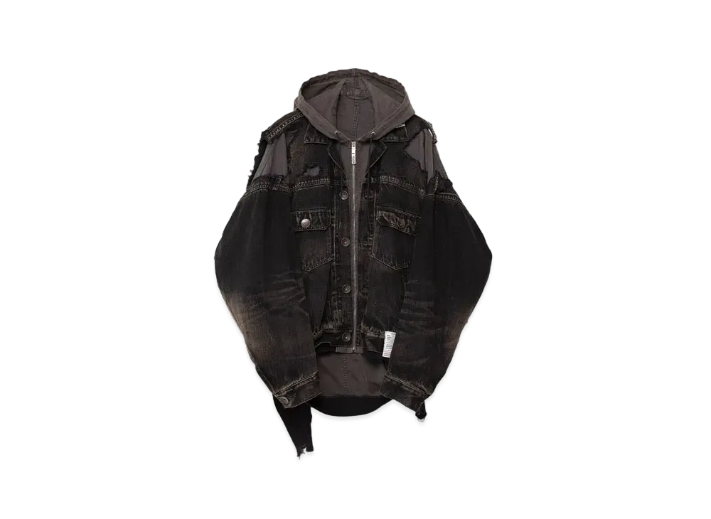 Maison MIHARA YASUHIRO Layered Denim Hooded Jacket "Black"